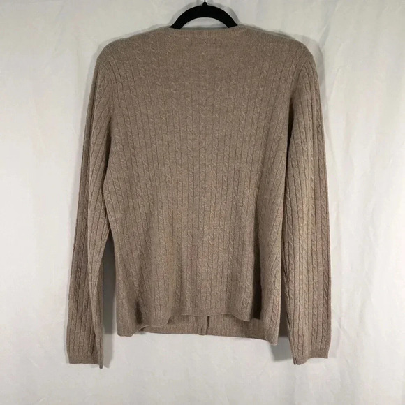 Anne Klein Cardigan Womens Medium Beige Wool Cashmere Small Cable Knit - Picture 6 of 10